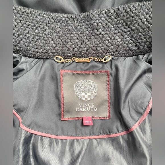 Vince Camuto Womens Puffer Down Hooded Coat Navy Blue Double Zip Pockets - Picture 9 of 16